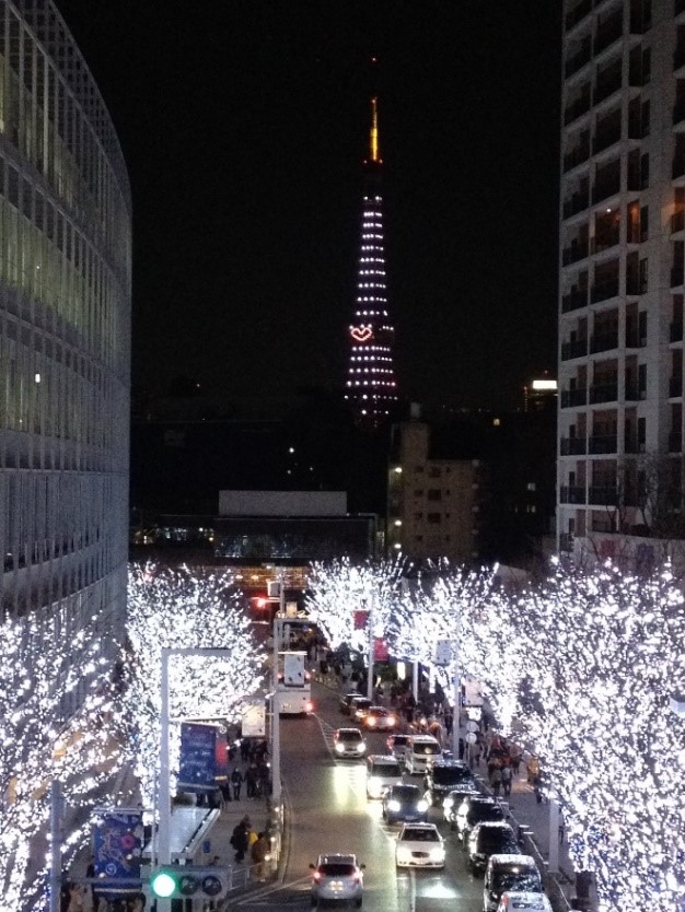 TRUONGTIEN.JP - Màn che kim cương trắng và lò sưởi kỷ niệm 54 năm thành lập tòa tháp, quang cảnh từ Đồi Roppongi dọc theo ánh sáng Giáng sinh đặc biệt trên đường phố (23 tháng 12 năm 2012)