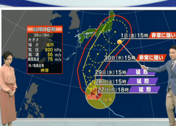 Cơn bão Mindulle đã mạnh lên đến mức cao nhất trên thang đo cường độ bão.