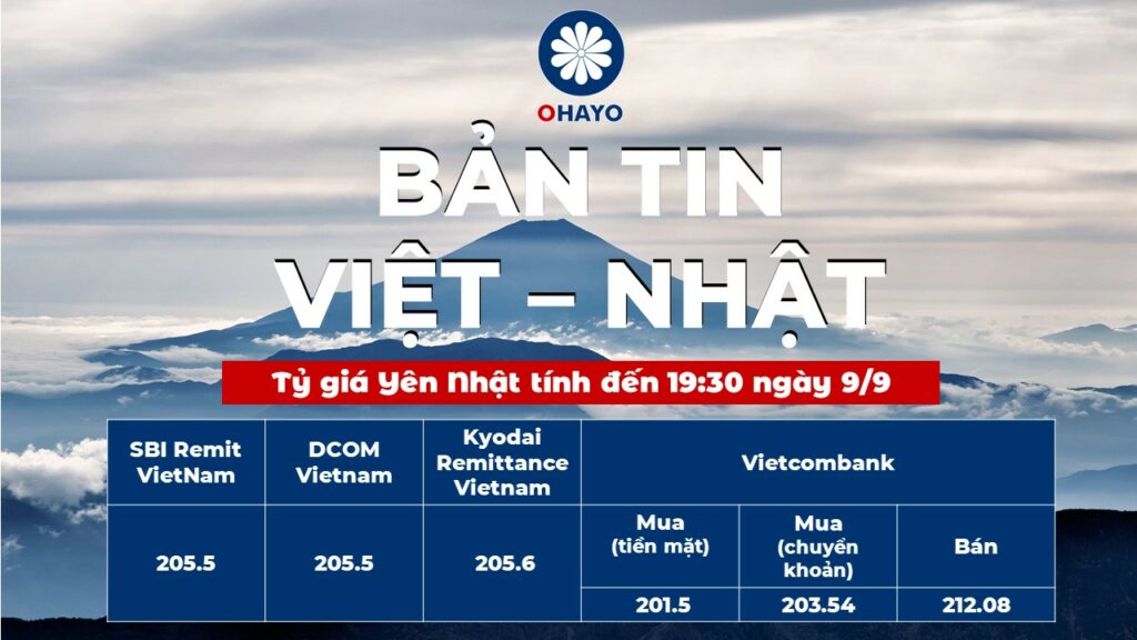 OHAYO: Tỷ giá Yên Nhật 9.9